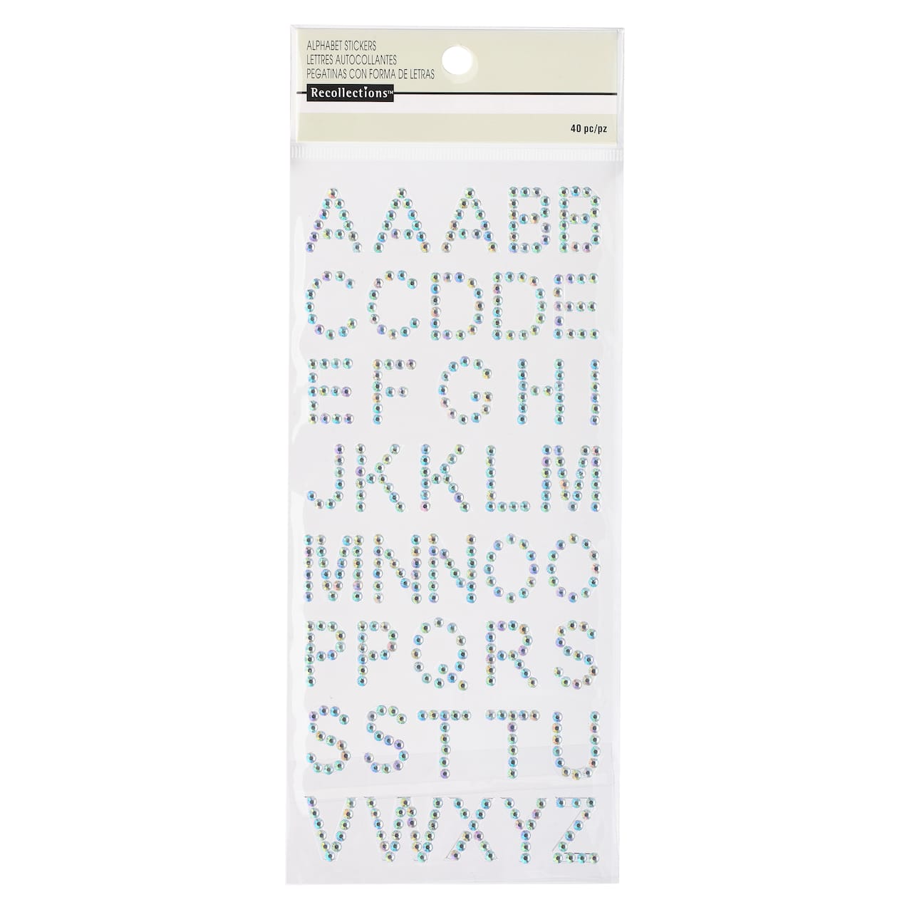 12 Packs: 40 ct. (480 total) Iridescent Rhinestone Alphabet Stickers by Recollections™
